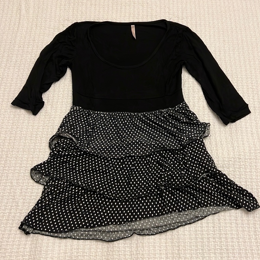 Rue21 Black Polka Dot Layered Tunic Top Size S
